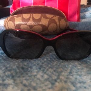 Coach black with gold flowers on side sunglasses
